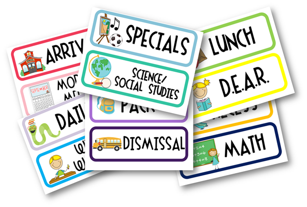 elementary school daily schedule clipart