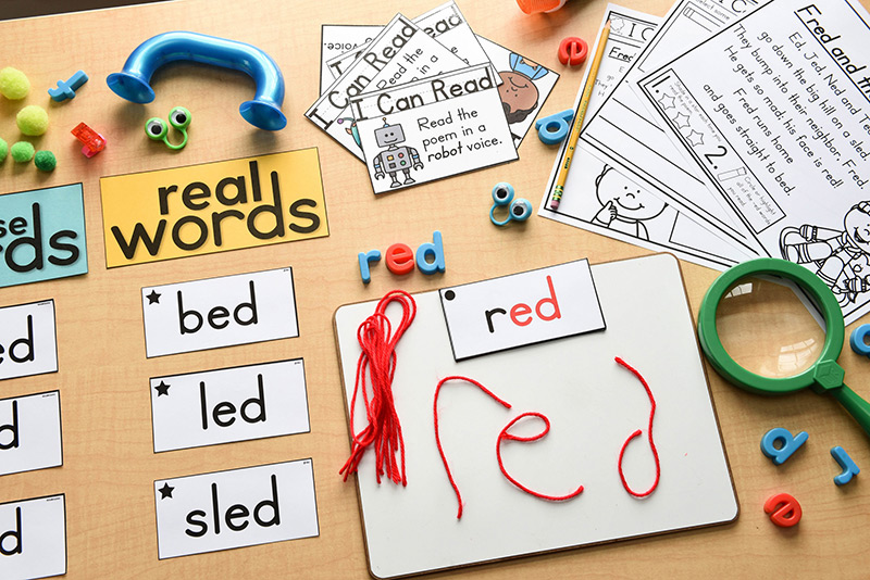 Different hands-on activities for phonics poetry