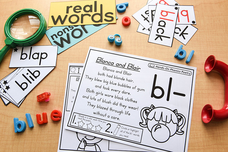 Different activities for phonics poetry