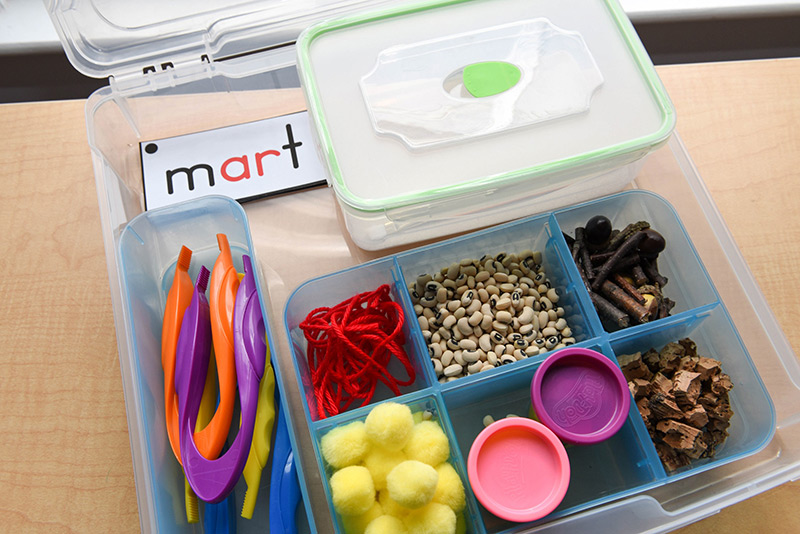 Organizers to group the same manipulatives